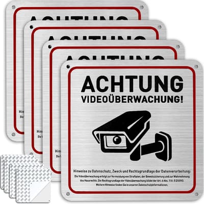4x Waarschuwingsborden Videobewaking voor Privéterrein Opzetstukken