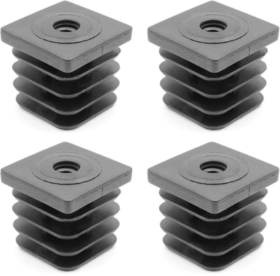Allecto - Schroefdraadstop - Voetdoppen - Zwart - Insteekbus voor vierkante buizen - Geschikt voor 50 x 50 mm - Draaglast tot 200 kg