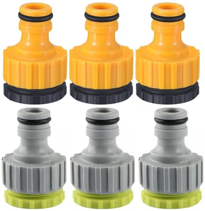 Dailygoods - Gardena Kraan adapter, 6 stuks tuinslangaansluiting 1/2 inch 3/4 inch schroefdraad kraanconnector tuinslang aansluiting adapter kunststof slangadapter (groen, geel)