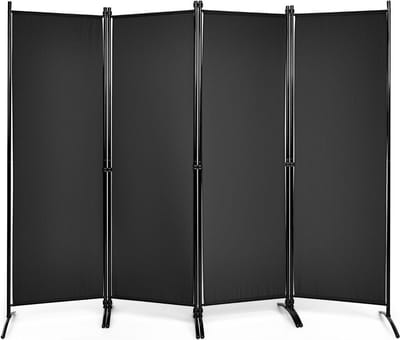 Trendmix Kamerscherm 4 Panelen – Roomdivider & Scheidingswand – Opvouwbare Paravent – 220 x 173 cm – Zwart