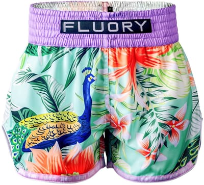 FLUORY Peacock Dance Muay Thai Shorts - Groen Lila - XS