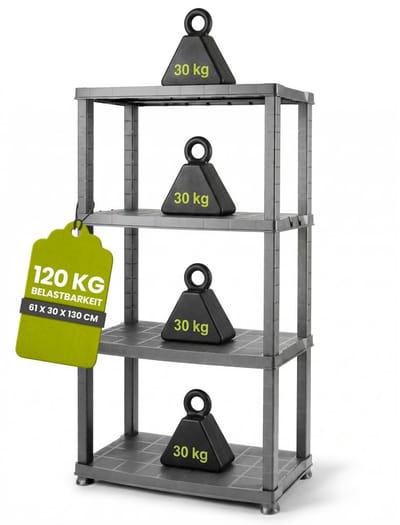 Solidchoice- Kunststofrek Neo - 4 Planken - Stabiele Constructie - Opbergrek Huishouden - Kelderrek - Garage Rek - Ruimtebesparend
