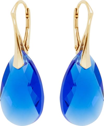 DBD - Goud Vergulde Zilveren Oorbellen - Druppel Swarovski Kristal Elements - Konings Blauw - 22MM - Anti Allergisch