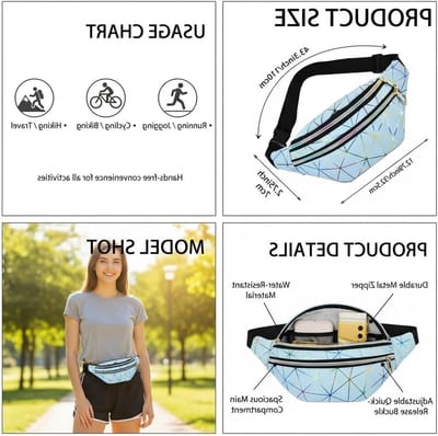 Holografische heuptas voor reizen, sport en dagelijks gebruik - waterdichte en kleurrijke riemtas voor hardlopen en wandelen, perfect als verjaardagscadeau