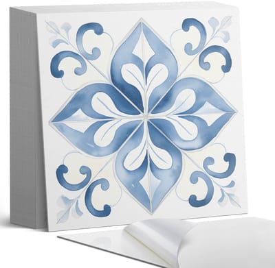 Coloray Plaktegels - Bloemenpatroon op tegels Zelfklevende Tegels - 20 cm x 20 cm - Blauw Plaktegels - 20 stuks - Vierkant PVC Tegels - Plaktegels Badkamer - Plaktegels Vloer - Vinyl Tegels - Wandtegel Zelfklevend