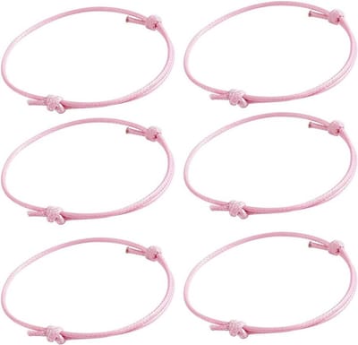 50 stuks Koreaanse Geknoopte Polyester Armbanden voor Vriendschap - Handgemaakt en Verstelbaar- Roze Armbanden voor Dames en Meisjes - Beschermende en Geluksarmbanden