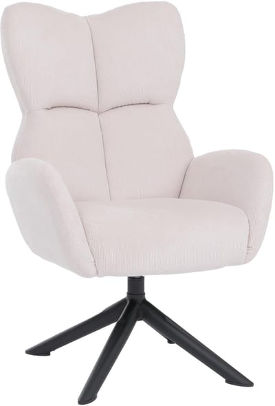 Loungestoel MCW-Q54, cocktail-/gestoffeerde-/relaxstoel, draaibare loungestoel, metaal, corduroy (320 g/m²) ~ crème