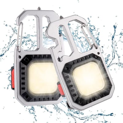2 stuks COB kleine zaklampen - Mini LED zaklamp, oplaadbare sleutelhanger zaklampen 6 in 1 multifunctionele 1000 lumen heldere 6 lichtmodi draagbare zaklamp met flesopener