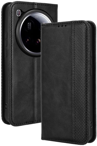 Coverup Hoesje - Geschikt voor Xiaomi 15 Ultra Hoesje - Coverup Vintage Style Book Case - Zwart