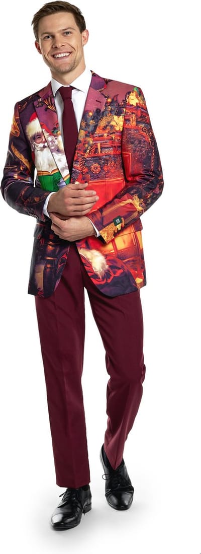 OppoSuits Vintage Santa - Heren Kerstpak - Kerstman Outfit - Rood - Maat: EU 46