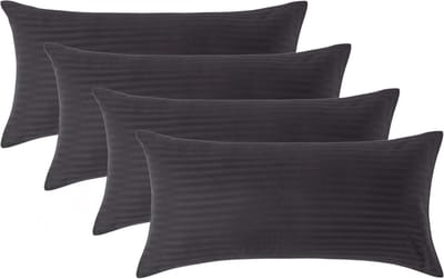 Homescapes Satijn Streep Katoen Kussensloop 40x80 cm – Set van 4 – Zwart – 100% Egyptisch Katoen – Draaddichtheid 330