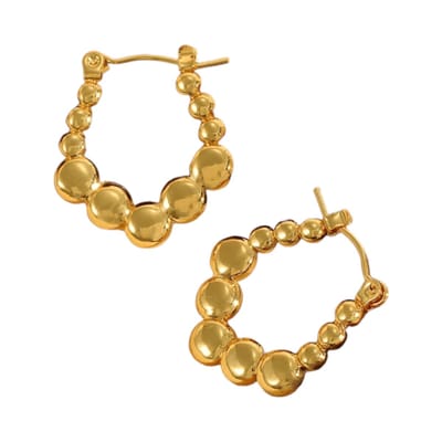 Aramat Jewels | Oorringen | RVS Rechthoekige Oorringen met Bolletjesmotief 21x24mm | | | |3mm | Staal | Volwassenen | Verkleurd niet