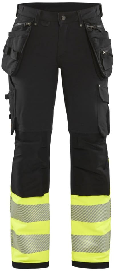 Blaklader Dames High Vis 4-weg stretch werkbroek 7193-1642 - Zwart/High Vis Geel - C34
