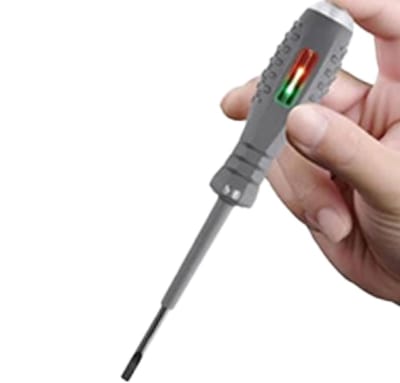 Spanningstester Schroevendraaier - Stroomdetector Draadtester - Veilig Elektra Controleren - 2-in-1 Functie - Compact Formaat - Zilverkleurig