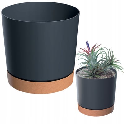 Doniczka Tubo PM Antracyt met ECO Wood Onderzetter 39x37.5cm