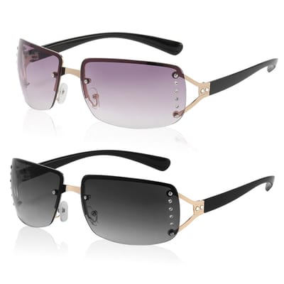 Dailygoods- Zonnebril Dames - Randloos Design - Oversized - UV400 Bescherming - Anti-Glare - Mode voor Buiten - Zonnebrillen