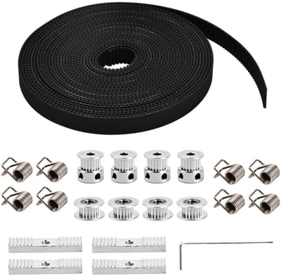 Dailygoods- Tandriem 5M - 4 stuks Tandriemschijf - 4 stuks Idlerwiel - 8 stuks Torsieveren - 4 stuks Tandriemklemmen - Roestvrij Staal - Riemset