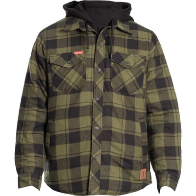 Hard Yakka Gequilted Flanellen Shacket Heren Groene Overhemdjas