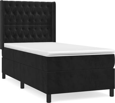 vidaXL - Boxspring - met - matras - fluweel - zwart - 80x200 - cm