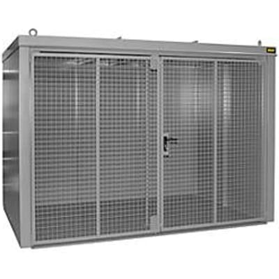 Gasflessenhouder BAUER GFC-B M5, B 2175 x D 3125 x H 2270, voor 96 gasflessen, brandwerend, afsluitbaar, grijs