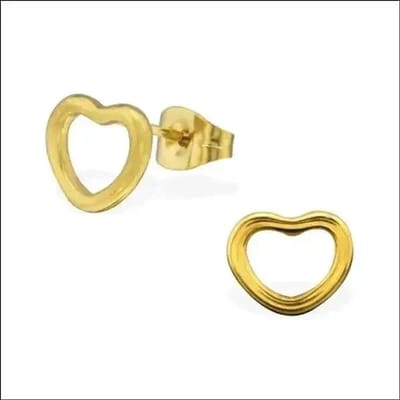 Aramat Jewels | Oorbellen | RVS Hartjes Oorbellen Diverse Kleuren - Dames & Kinderen Oorstekers | Goudkleur-10x8mm | | | Staal | Kinderen, Volwassenen | Verkleurd niet