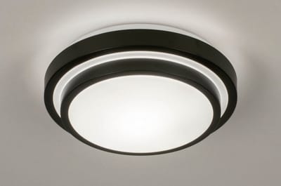 Lumidora Plafondlamp 73676 - Plafonniere - TOLEDO - E27 - Zwart - Wit - Kunststof - Buitenlamp - Badkamerlamp - IP44 - ⌀ 26 cm