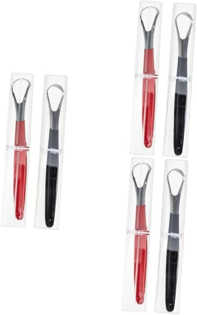 Tongschrapers Set - Mondverzorging Hulpmiddel - Adem Opfrissen - Ergonomische Handgrepen - 6 Stuks - Transparant