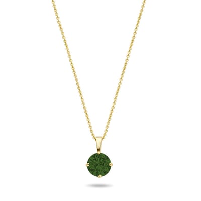 New Bling 9NBG-0589 Gouden Ketting met Zirkonia Hanger Groen - 4mm - Ankerschakel - 39+3+3cm - 0,8mm Dikte - 14 Karaat - Goud