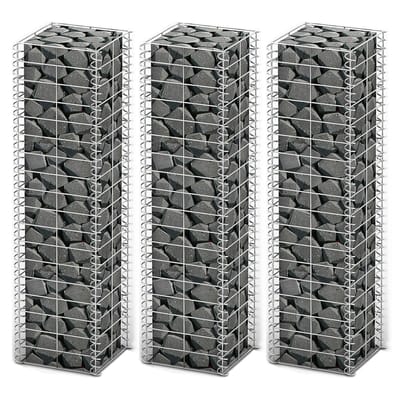 vidaXL - 3-delige - Schanskorfset - 25x25x100 - cm - gegalvaniseerd - draad