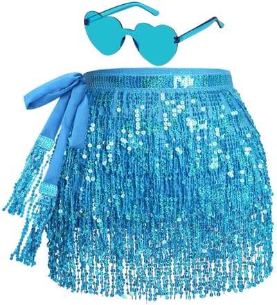 SPHProducts - Glitterrok voor dames - Mini-latijnrok - Perfect voor feesten - Zwart, roze of blauw - Rave-kostuum - Geschikt voor dames en meisjes - Gl...