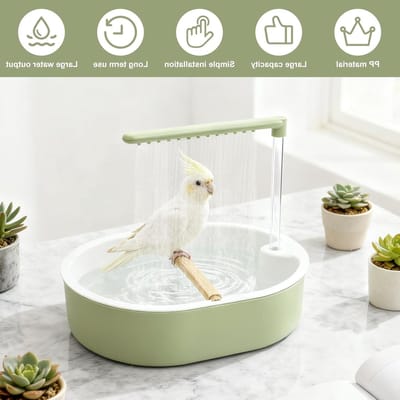 Ruime Vogelbad voor Parkieten en Papegaaien, USB Oplaadbaar, Ideaal voor Balkon en Tuin, Geschikt voor Inseparable Parkieten en Afrikaanse Munias
