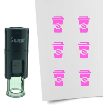 CombiCraft Stempel Coffee-to-go of Koffiebeker 10mm rond - roze inkt