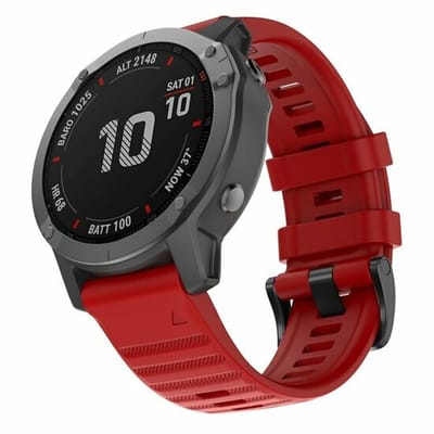 By Qubix - Geschikt voor Garmin bandje - 26mm Quickfit - Siliconen bandje - Rood - Geschikt voor Garmin Instinct 3 - 50mm