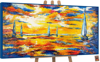 Canvas schilderij groot handgeschilderd zeespiegel maritiem mysterieus – YS-Art Gallery – Mysterieuze wanddecoratie voor woonkamer – Modern schilderij voor slaapkamer en hal