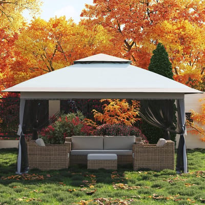 Luxe Partytent 360x360 cm - Pop-up Gazebo met Muggennet - Waterdicht & UV-bestendig - Inclusief 4 Zandzakken & Draagtas met Wielen - Voor Tuin, Terras & Camping