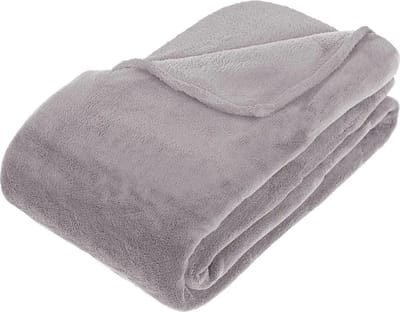 Atmosphera Fleece deken of plaid harig - lichtgrijs - 180 x 230 cm - polyester - Bankdeken - Fextra groot fleece plaid