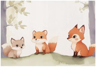 WALLARENA - Fotobehang - 150x105 cm - leuke dieren voor de kinderkamer