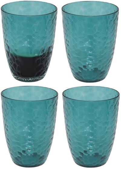 5Five Drinkglas Estiva - 4x - blauw transparant - onbreekbaar kunststof - 380 ml - camping/verjaardag