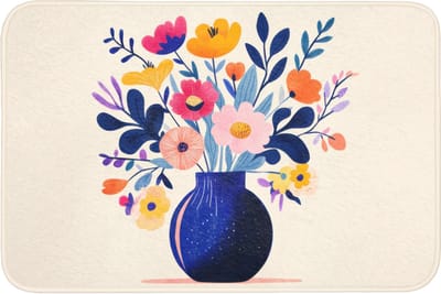 Badmat 90x60 cm - Antislip - Vaas - Bloemen - Boeket - Badmatten voor badkamer - Badkamermat - Douchemat - Badkamer mat