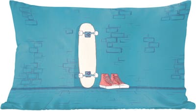 Sierkussens - Kussentjes Woonkamer - 60x40 cm - Skateboard - Gympen - Rood - Minimalistisch