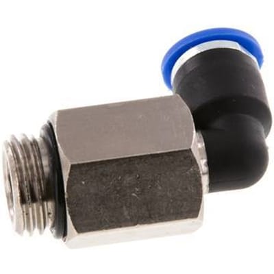 6mm x G1/4'' 90 graden L-verbinding Messing/PA 66 Insteekfitting Buitendraad Lange Huls Draaibaar NBR [2 Stuks]