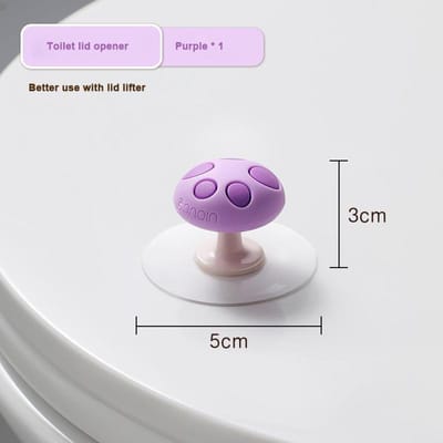 Couvercle de Toilette Relevable Accessoires de Salle de Bain Relever Abattant de Toilette Poignée Anti-Saleté en Silicone Dispositif de Relevage de Couvercle WC Ouvre-Toilettes violet