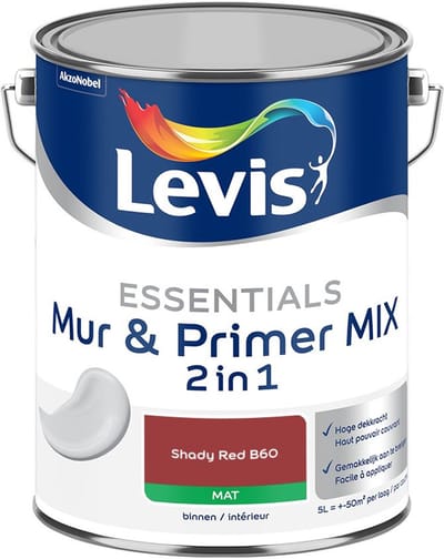 Levis - Essentials Mur & Primer Mix - Shady Red B60 - Mengverf - 5 L