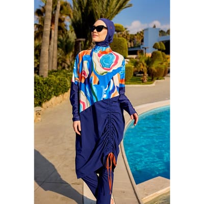 Volledige dekking Bescheiden Burkini - Islamitische badkledingset voor dames Kleurrijk