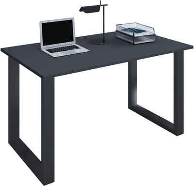 VCM Schreibtisch, 160 x 80 cm, Computertisch mit Metallgestell, Bürotisch für Homeoffice und Arbeitszimmer - Lona U