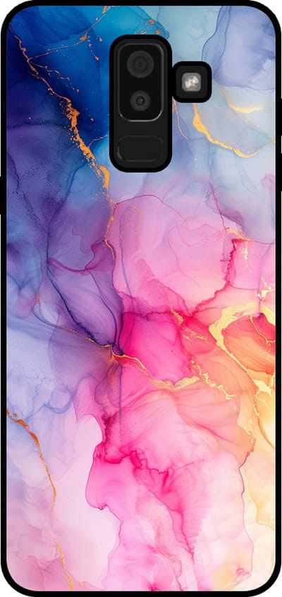 Smartphonica Telefoonhoesje Geschikt voor Samsung Galaxy J8 2018 met marmer opdruk - TPU backcover case marble design - Regenboog geschikt voor Samsung Galaxy J8 2018