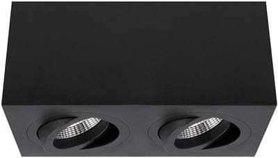 Yphix Palermo Opbouwspot - Vierkant - 2 Lichtpunten - Kantelbaar - 173x90mm - Zwart