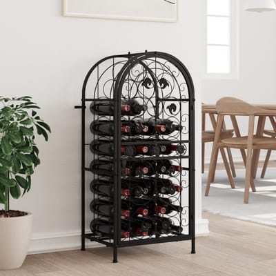 vidaXL - Wijnrek - voor - 33 - flessen - 45x36x100 - cm - smeedijzer - zwart