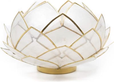 Lotus Sfeerlicht Naturel Goudrand – Groot
