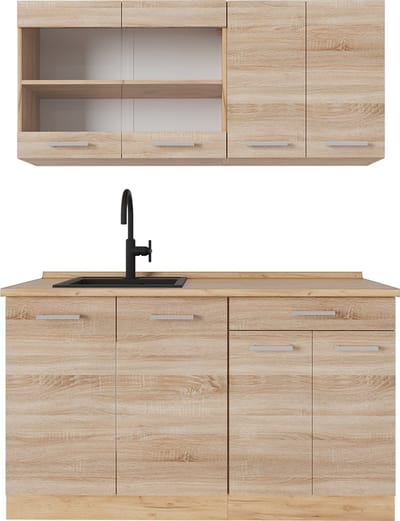 Vicco R-Line Eenpersoonskeuken – 140 cm, WB Eik Sonoma/Goudkraft eik